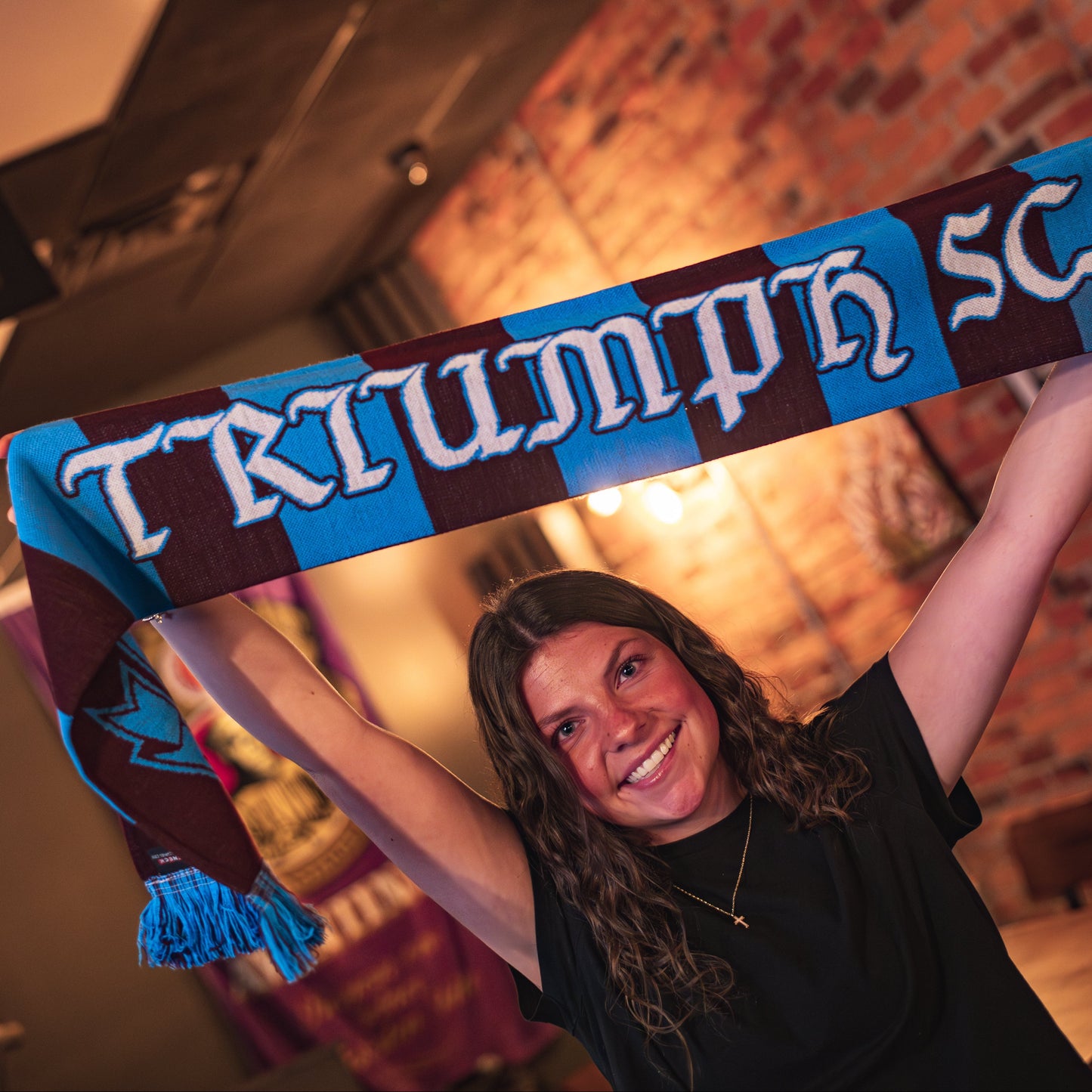 Triumph Claret and Blue Bar Scarf