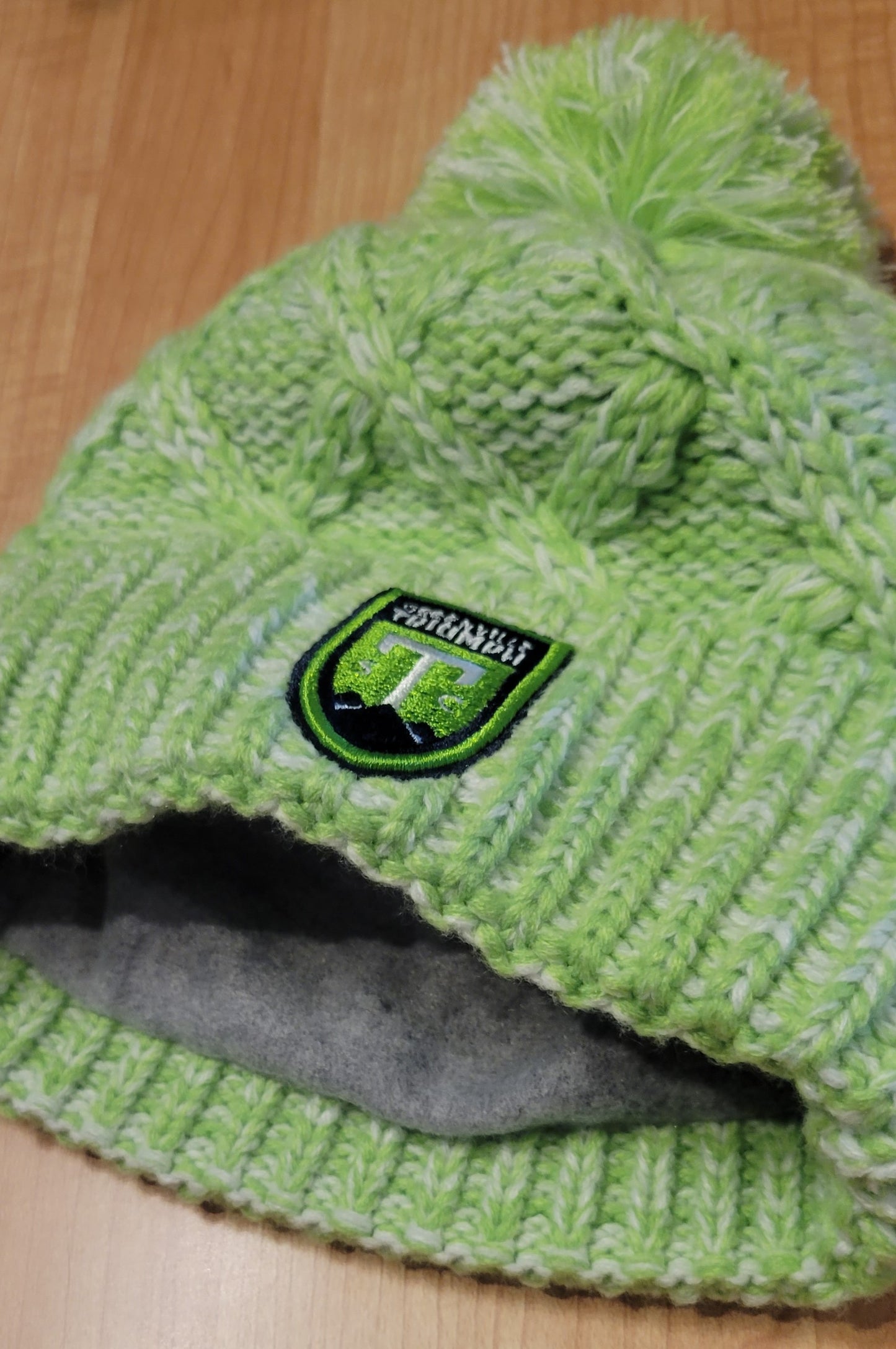 Tanja Green/White Knit Beanie