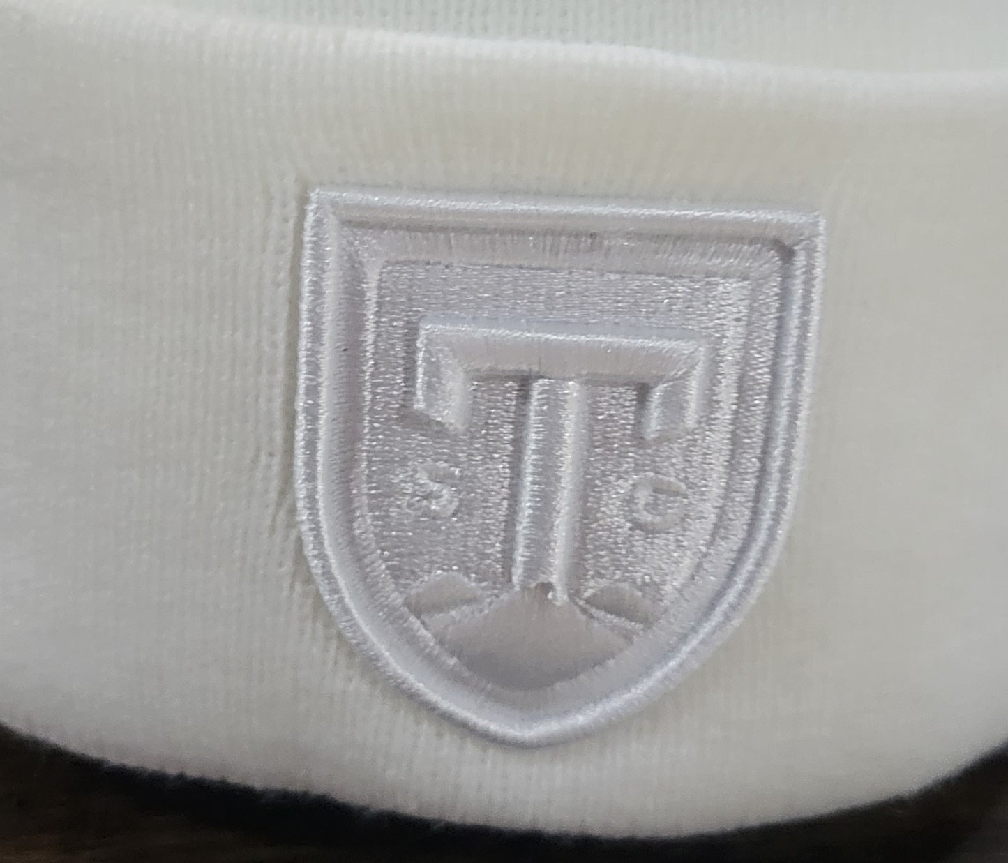 Pom White Knit Beanie