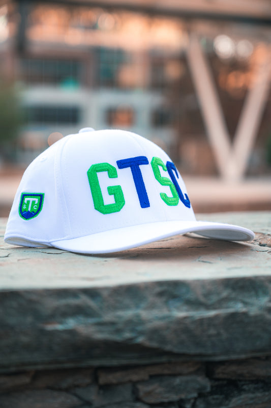 G-Fore GTSC Stretch Twill Snapback - Green and Navy on White