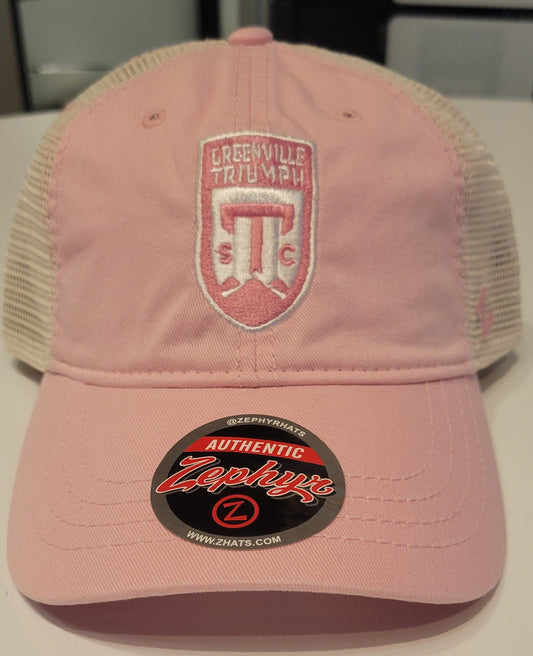 Zephyr University GVL Trucker Hat in Light Pink